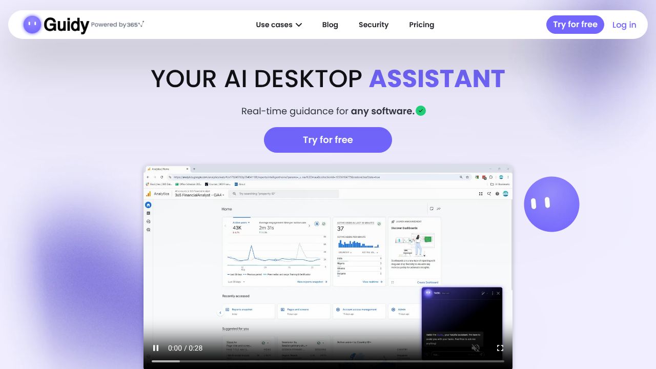 Screenshot of the Guidy AI official website